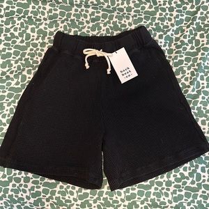 Back beat co organic cotton waffle rib shorts NWT